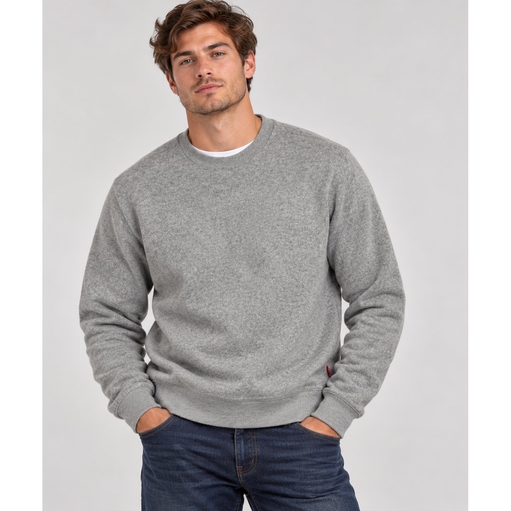 Topo Designs Global Sweater Mens Large Gray Wool Blend Crew Neck Pullover L